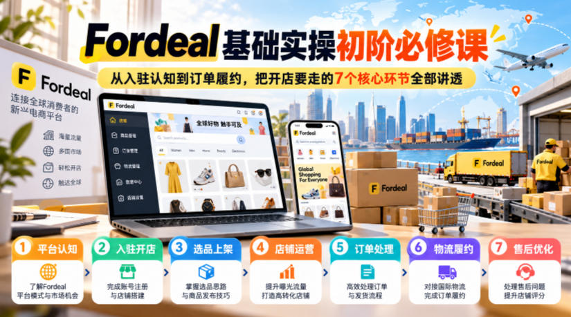 Fordeal基础实操初阶必修课，从入驻认知到订单履约，把开店要走的7个核心环节全部讲透-云网创
