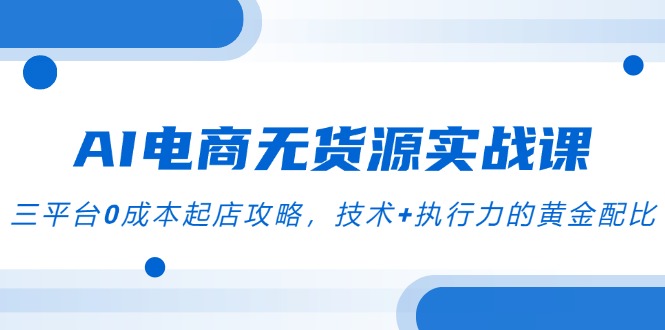 AI电商无货源实战课，三平台0成本起店攻略，技术+执行力的黄金配比-云网创