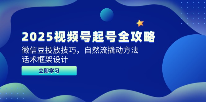 2025视频号起号全攻略，微信豆投放技巧，自然流撬动方法，话术框架设计-云网创
