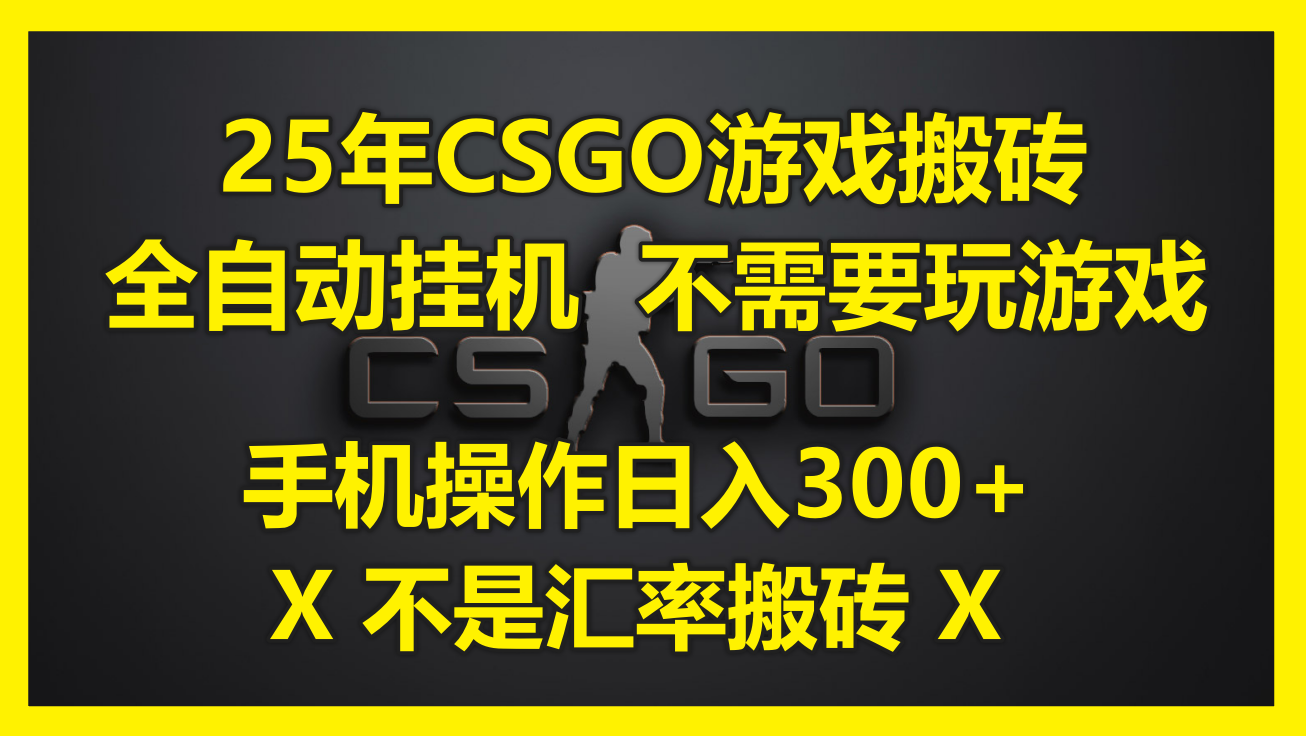 25年CSGO游戏搬砖，全自动挂机，不需要玩游戏，手机操作日入300+。(不...-云网创