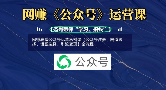 网创赛道公众号运营私密课【公众号注册、赛道选择、话题选择、引流变现】全流程-云网创