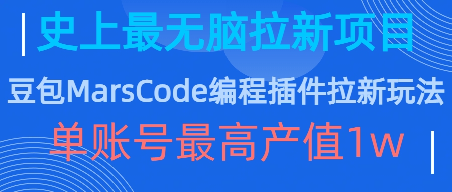 豆包MarsCode编程插件拉新玩法，史上最无脑的拉新项目，单账号最高产值1w-云网创