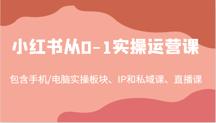 小红书从0-1实操运营课，包含手机/电脑实操板块、IP和私域课、直播课(97节)-云网创