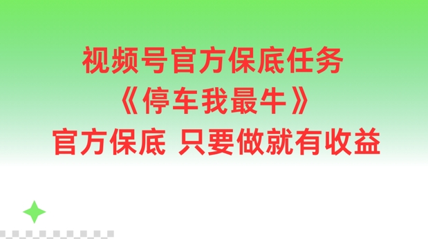视频号官方保底任务,停车我最牛,官方保底只要做就有收益【揭秘】