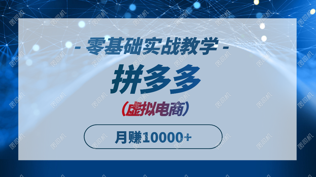 拼多多虚拟电商，零基础实战教学，快速打爆商品，新手也能月入10000+-云网创