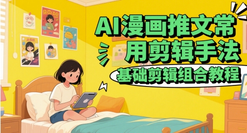 AI漫画推文常用剪辑手法，基础剪辑组合教程-云网创