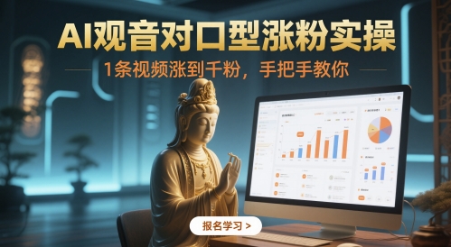 AI观音对口型涨粉实操，1条视频涨到千粉，手把手教你-云网创