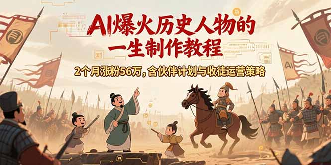 AI历史人物赛道课程，2个月涨粉56万，含伙伴计划与收徒运营策略-云网创