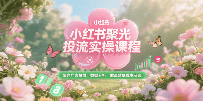 小红书聚光投流实操课程，聚光广告投放、数据分析、做高效低成本获客-云网创