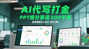 AI代写打金，PPT细分赛道SOP手册，蓝海赛道月入过W【附工具】-云网创