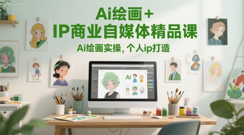 Ai绘画+IP商业自媒体精品课，Ai绘画实操，个人ip打造-云网创