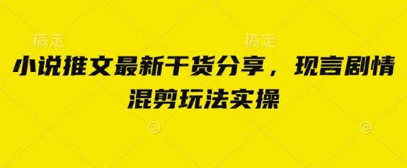小说推文最新干货分享,现言剧情混剪玩法实操