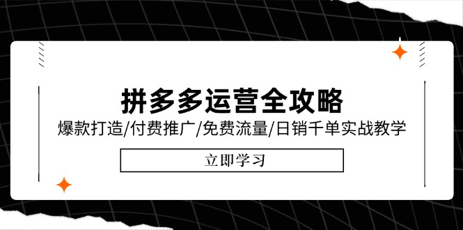 拼多多运营全攻略，爆款打造/付费推广/免费流量/日销千单实战教学/6月更新-云网创