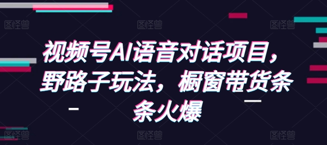 视频号AI语音对话项目，野路子玩法，橱窗带货条条火爆-云网创
