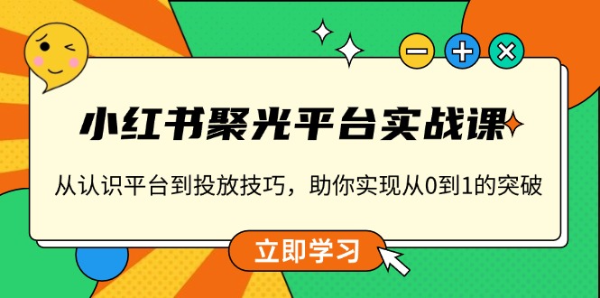 小红书 聚光平台实战课，从认识平台到投放技巧，助你实现从0到1的突破-云网创