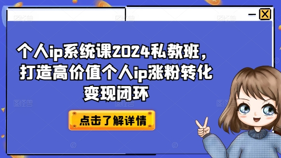 个人ip系统课2024私教班，打造高价值个人ip涨粉转化变现闭环-云网创