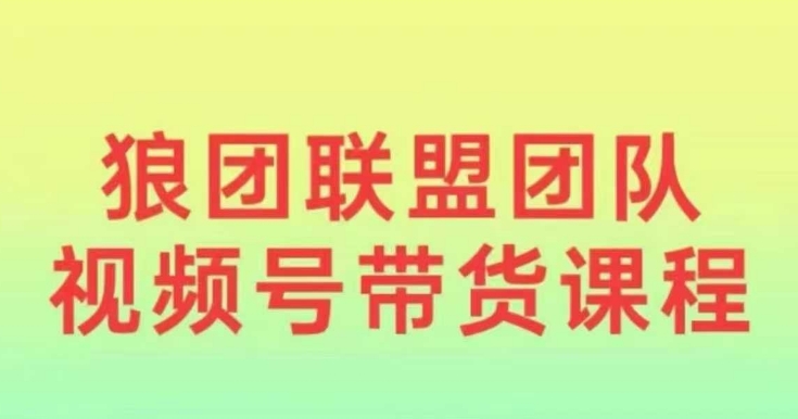 狼团联盟2024视频号带货,0基础小白快速入局视频号