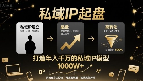 私域IP起盘，私域ip建立、起盘、高转化，打造年入千万的私域ip模型-云网创