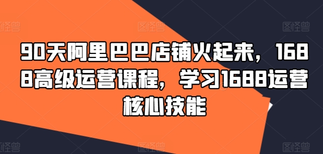90天阿里巴巴店铺火起来，1688高级运营课程，学习1688运营核心技能-云网创