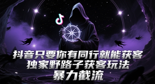 抖音只要你有同行就能获客，独家野路子获客玩法，暴力截流【揭秘】-云网创