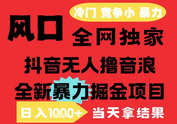 25年6月高爆抖音无人直播最新撸音浪掘金项目，解放双手小白可做，无脑日入1k+，门槛低【揭秘】-云网创