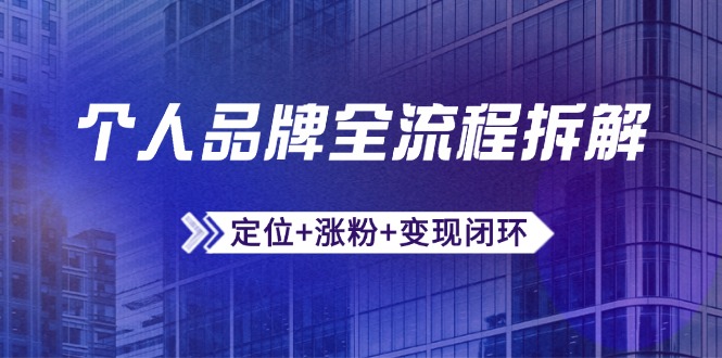 个人品牌全流程拆解：定位+涨粉+变现闭环，微信生态运营与资源整合-云网创