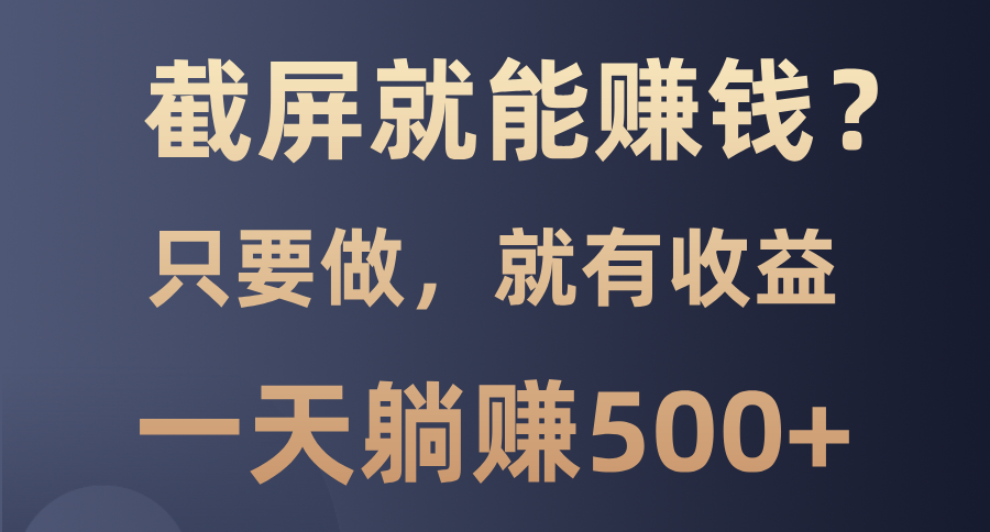 截屏就能赚钱？0门槛，只要做，100%有收益的一个项目，一天躺赚500+-云网创