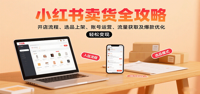 小红书卖货全攻略：开店流程、选品上架、账号运营、流量获取及爆款优化，轻松变现-云网创