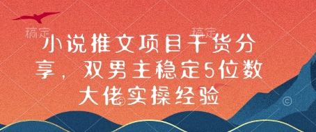 小说推文项目干货分享，双男主稳定5位数大佬实操经验-云网创