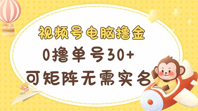 视频号电脑撸金 0撸单号30+ 可矩阵 无需实名多号多得-云网创