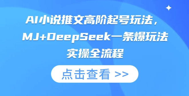 AI小说推文高阶起号玩法，MJ+DeepSeek一条爆玩法实操全流程-云网创