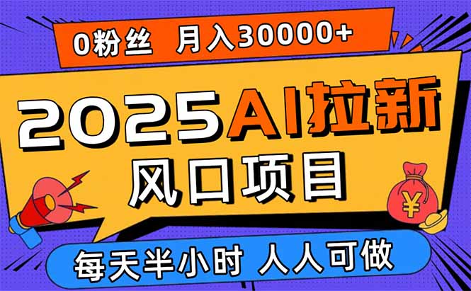 2025AI拉新风口项目，0粉0基础月入30000+新手小白轻松学会-云网创