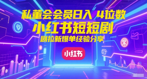 私董会会员日入4位数小红书红果短剧拉新爆单经验分享-云网创