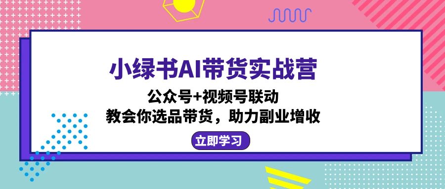 小绿书AI带货实战营：公众号+视频号联动，教会你选品带货，助力副业增收-云网创
