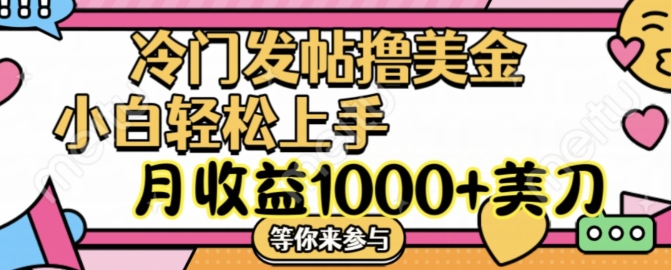 冷门发帖撸美金项目，月收益1000+美金，简单无脑，干就完了【揭秘】-云网创