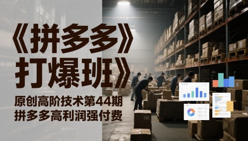 《拼多多打爆班》原创高阶技术第44期，拼多多高利润强付费-云网创