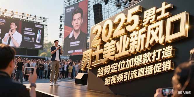2025男士美业新风口，趋势定位加爆款打造，短视频引流直播促销-云网创