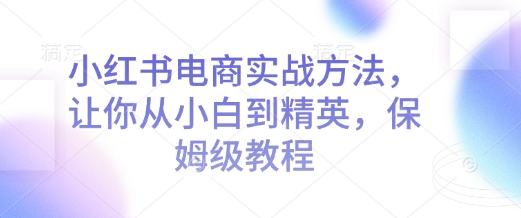 小红书电商实战方法，让你从小白到精英，保姆级教程-云网创