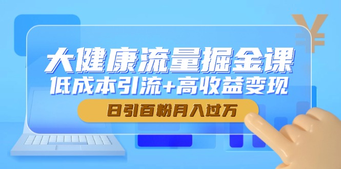 大健康流量掘金课，低成本引流+高收益变现，日引百粉月入过万-云网创