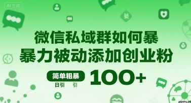 微信私域群如何暴力被动添加创业粉，简单粗暴，日引100+-云网创