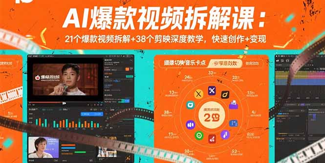 AI爆款视频拆解课：21个爆款视频拆解+38个剪映深度教学，快速创作+变现-云网创