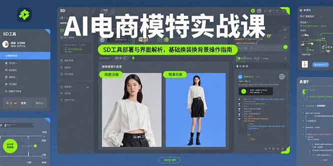 AI电商模特实战课，SD工具部署与界面解析，基础换装换背景操作指南-云网创