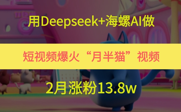 用Deepseek+海螺AI做短视频爆火“月半猫”视频，2月涨粉13.8w-云网创