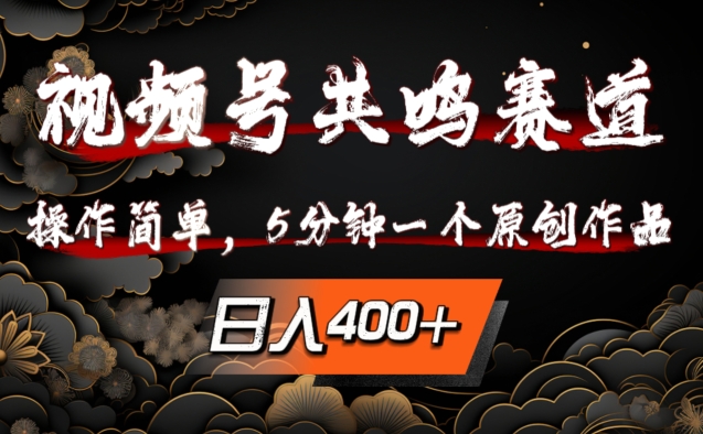 视频号共鸣赛道，操作简单，5分钟1个原创作品，日入几张【揭秘】-云网创