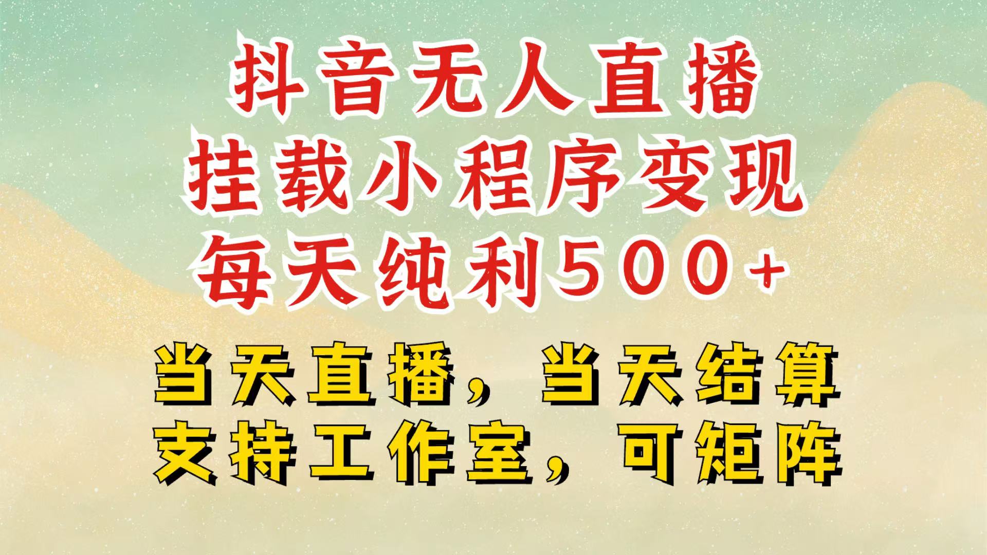 抖音无人挂机项目，轻松日入500+,挂载小程序玩法，不违规不封号，有号的一定挂起来-云网创