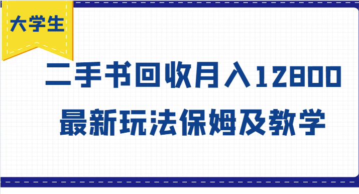 大学生创业风向标，二手书回收月入12800，最新玩法保姆及教学-云网创