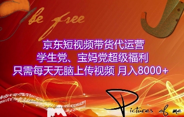 京东短视频带货代运营，学生党、宝妈党超级福利，只需每天无脑上传视频，月入8000+【仅揭秘】-云网创