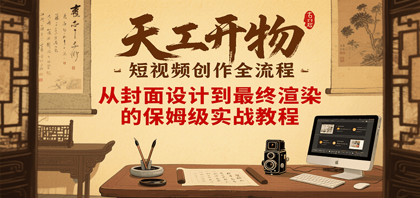 天工开物短视频创作全流程，从封面设计到最终渲染的保姆级实战教程-云网创