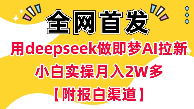 用deepseek做即梦Ai拉新 小白实操月入过W+【附报白渠道】-云网创