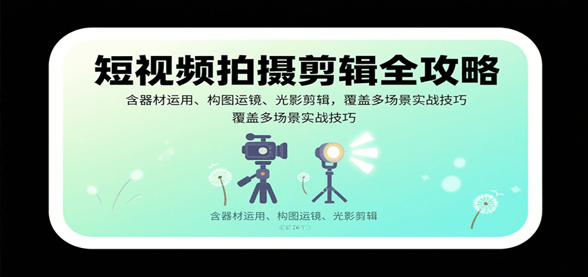 短视频拍摄剪辑全攻略：含器材运用、构图运镜、光影剪辑，覆盖多场景实战技巧-云网创